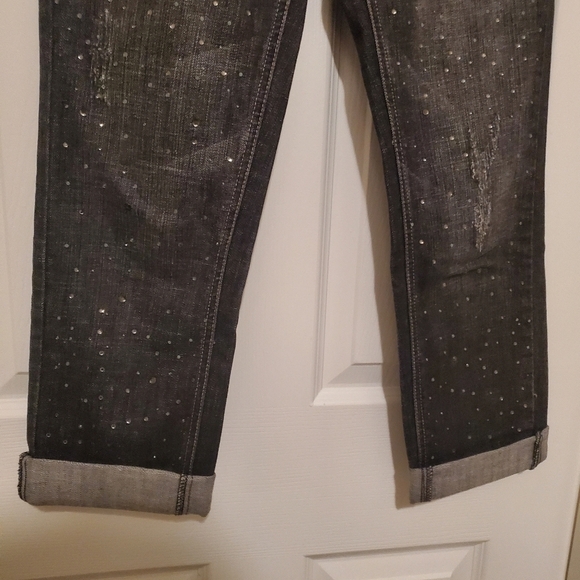 White House Black Market Rhinestone Noir Jeans Size 2 - Picture 3 of 8